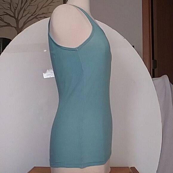 Aerie Y2K Light Blue / Green ribbed tank top Silver Stitching with Silve… - Picture 3 of 7